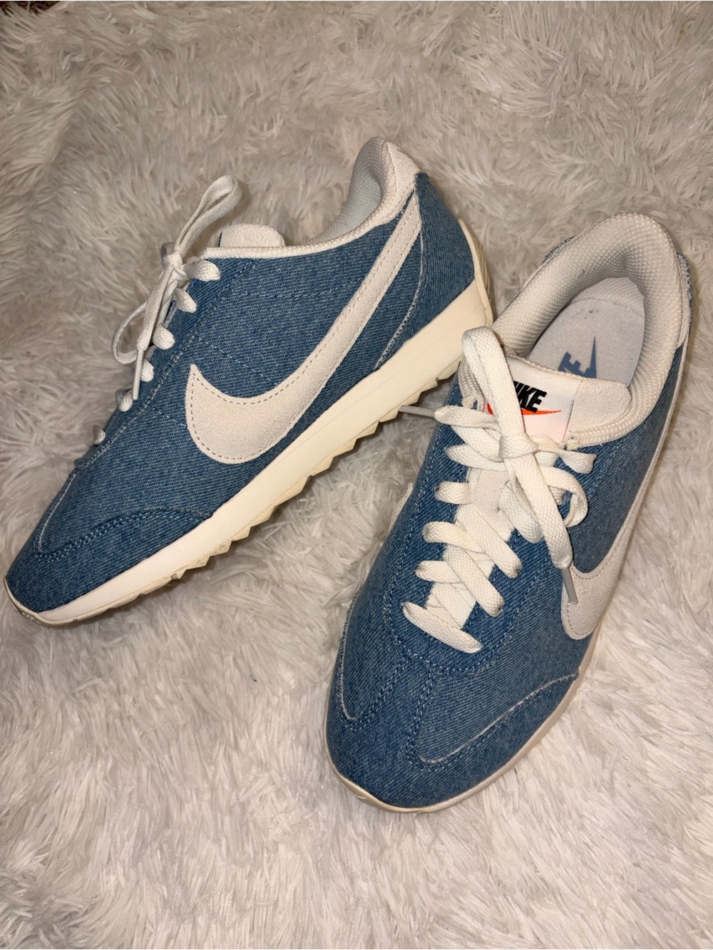 Nike Denim Runner Sneakers in Blue & White